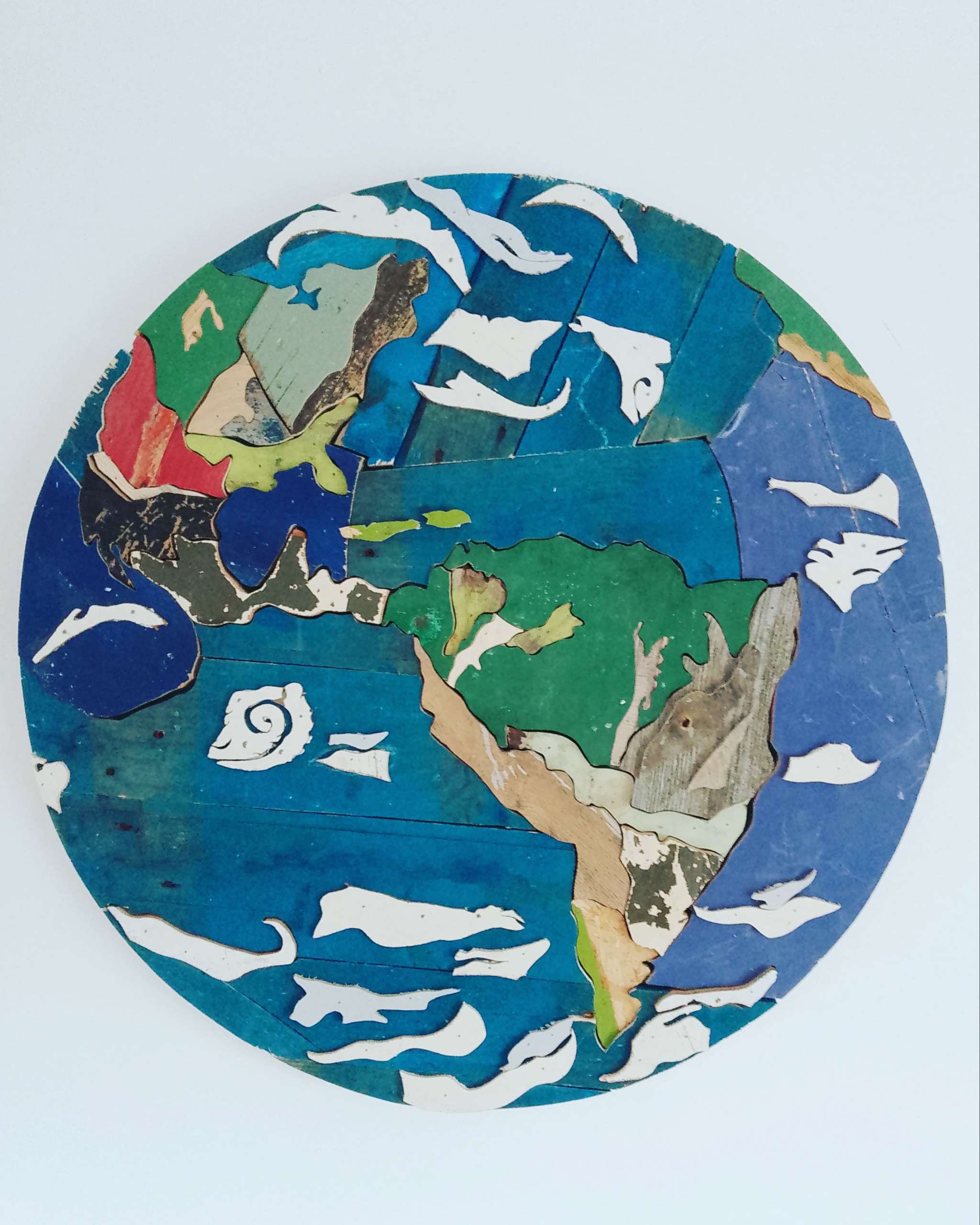 Planet Earth recycled wood wall art | GPlank Furniture